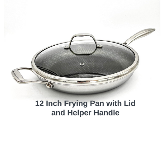 Hexagon Surface Hybrid Stainless Steel Frying Pan