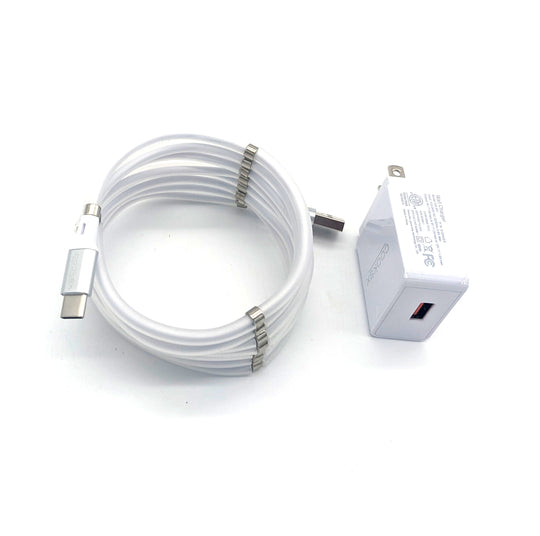 6 ft Magnetic USB C White Cable with Wall Charger