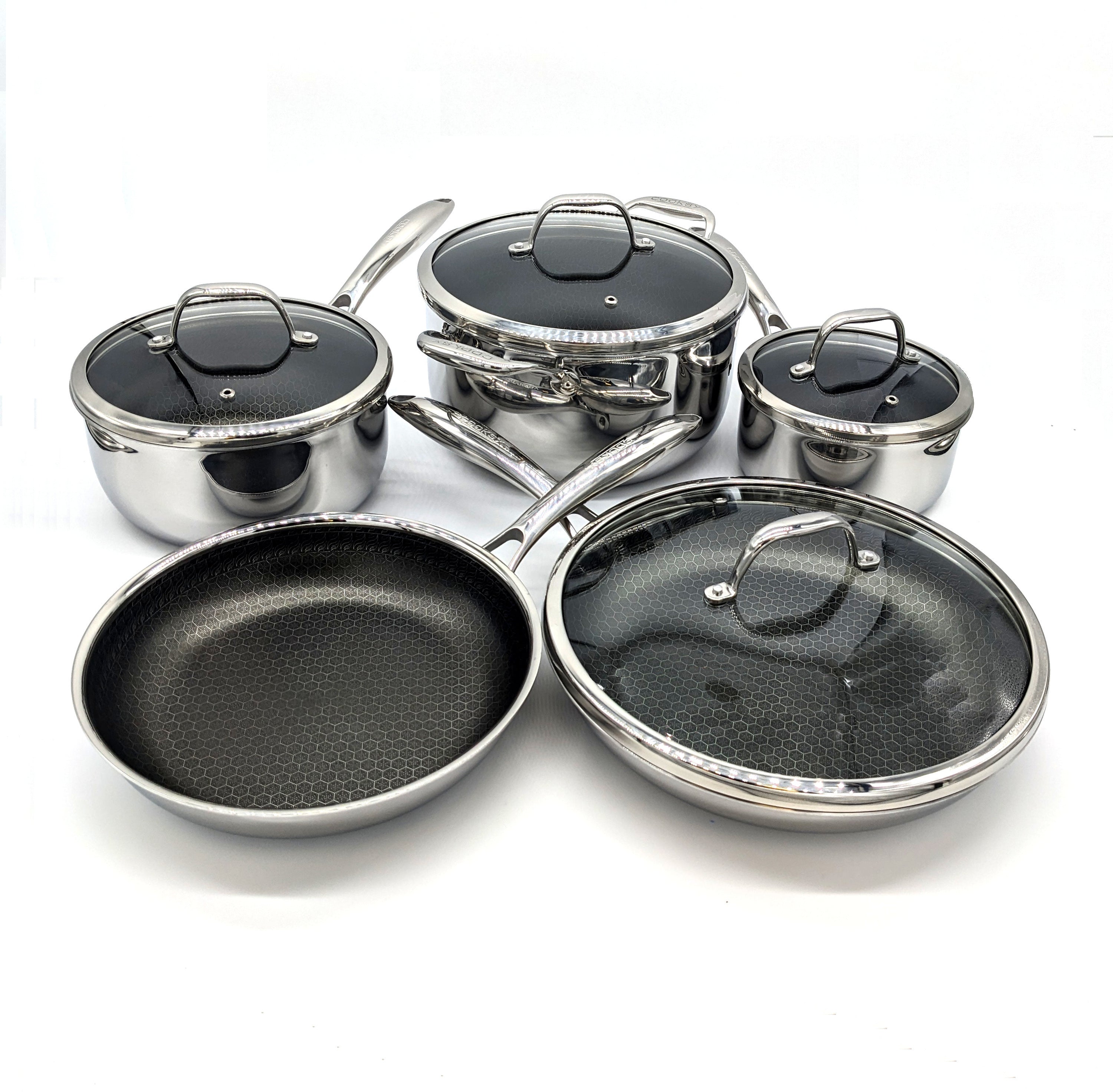HexClad 6 Piece Hybrid Stainless Steel Cookware Pan Set 8, 10