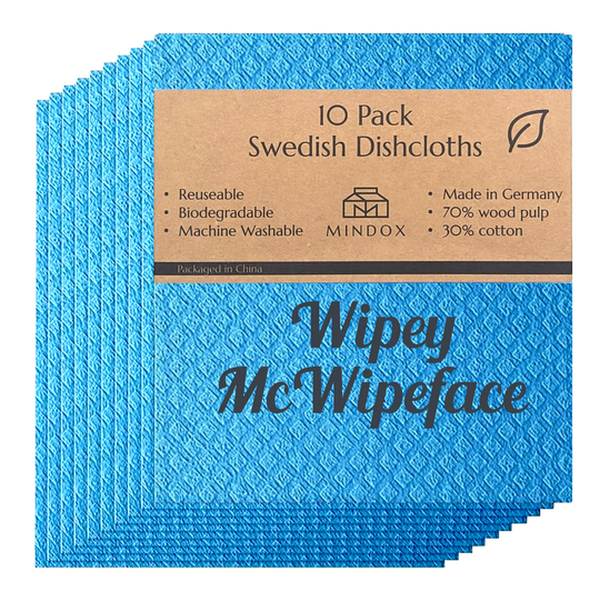 Swedish Dishcloths - Set of 10 "Wipey McWipeface" Design