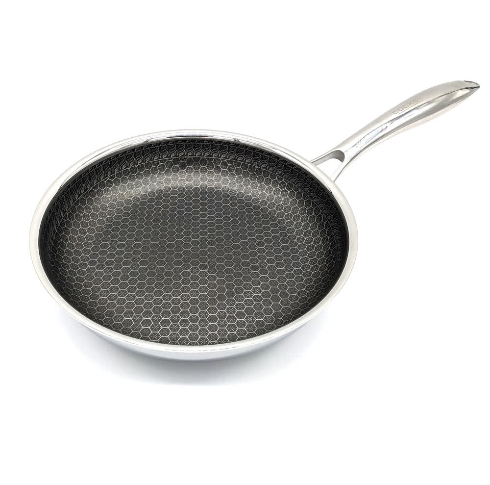 Cooksy 12 Inch Hexagon Surface Hybrid Stainless Steel Frying Pan 