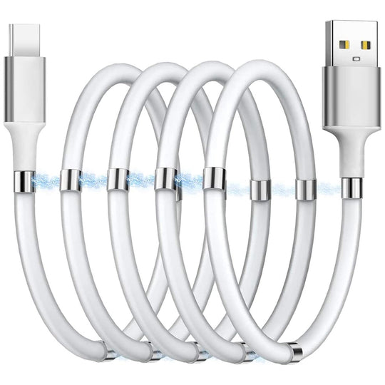 6 ft Magnetic USB C White Cable with Wall Charger