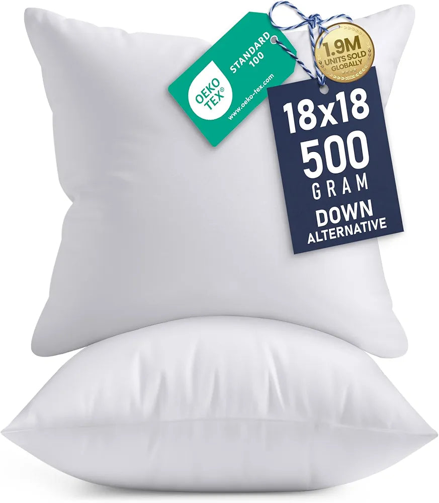 18x18 Pillow Inserts, Set of 2, White
