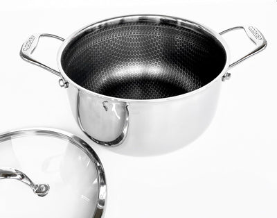 6.0 Quart Hexagon Surface Hybrid Stainless Steel Stock Pot with Lid