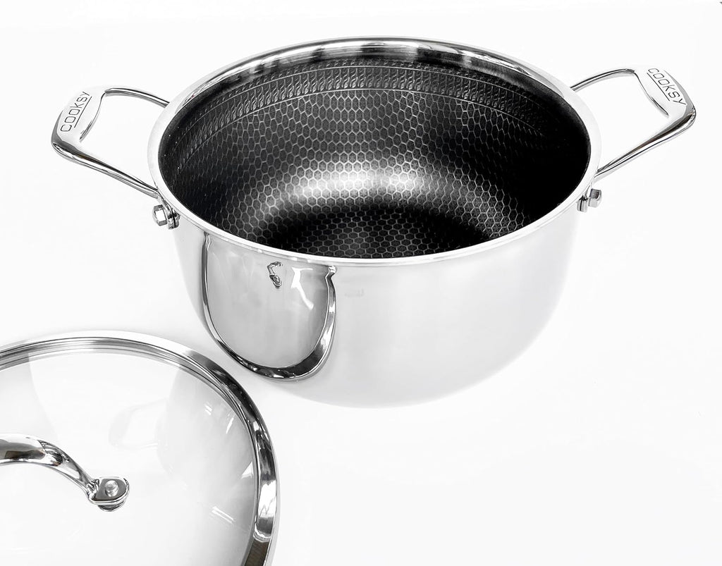 Cooksy 9 inch Stainless Honeycomb Hybrid Fry Pan