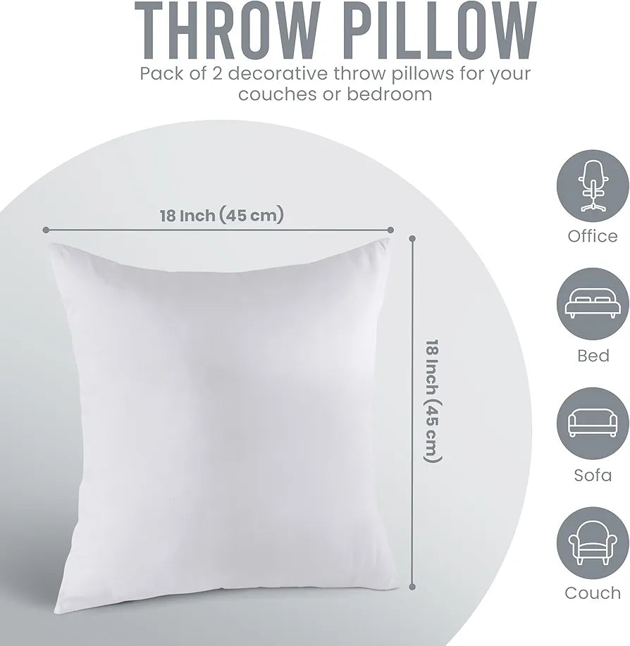 18x18 Pillow Inserts, Set of 2, White