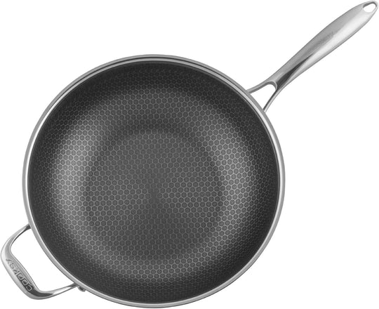 Hexagon Surface Hybrid Stainless Steel Wok