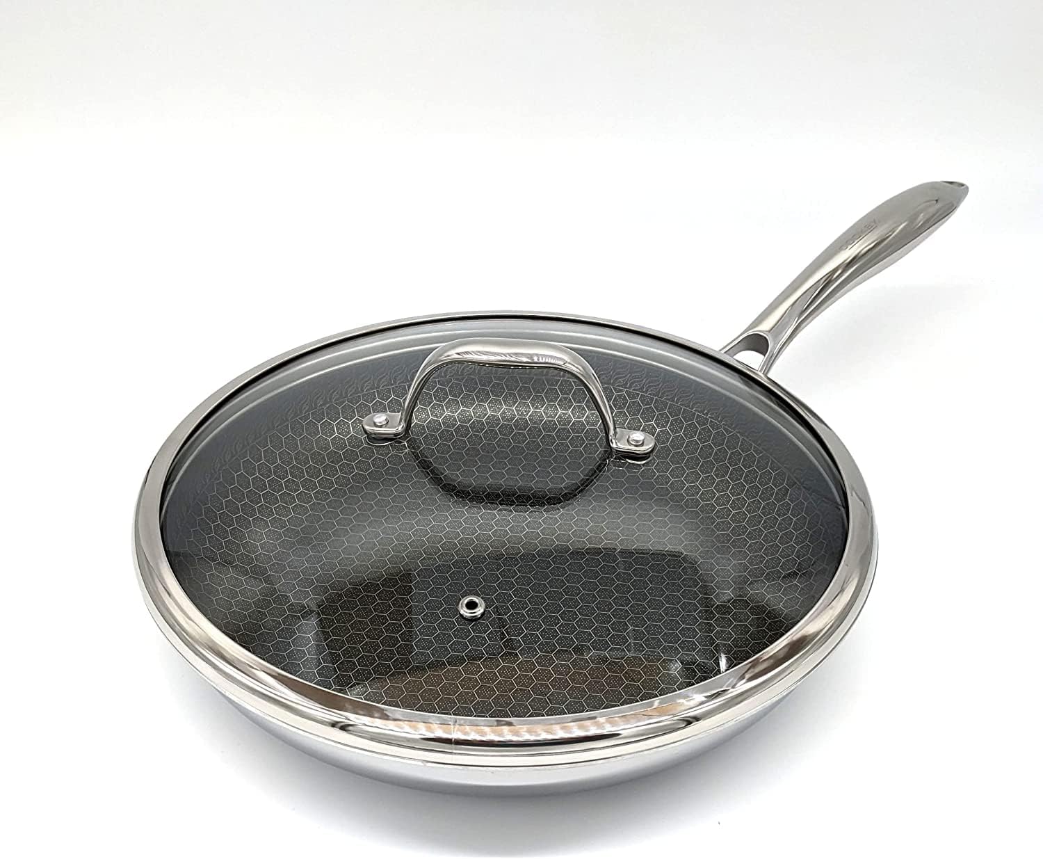 Cooksy 12 Inch Hexagon Surface Hybrid Stainless Steel Frying Pan