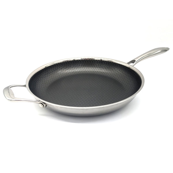 Inqibee 12-Inch Hybrid Tri-Ply Stainless Steel Saute Pan,Non-stick Frying  Pan with Lid,Skillet,Induction Chef's Pan,Dishwasher and Oven Safe.